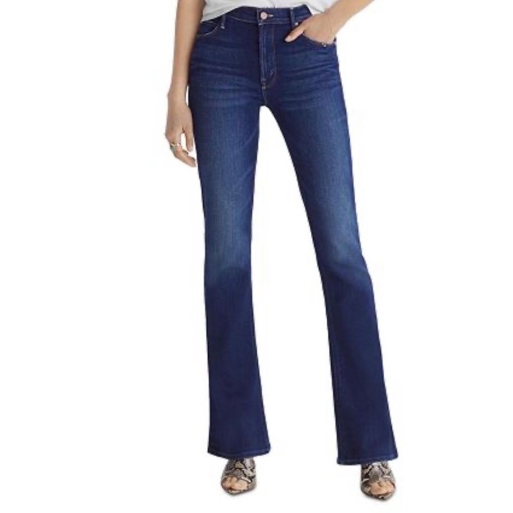 Mother The Runaway Flare High Rise Jeans Home Movies Dark Wash 25 1003-686
